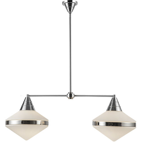 Willard 2 Light 40.63 inch Polished Nickel Linear Pendant Ceiling Light in Opal Glass