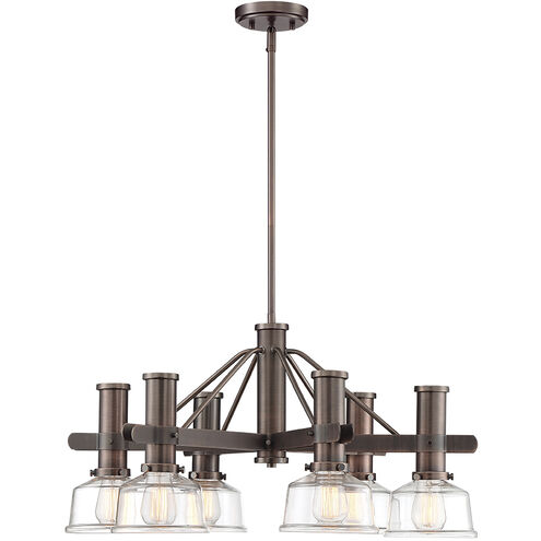Carson 6 Light 28 inch Satin Copper Bronze Chandelier Ceiling Light