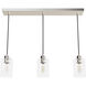 Hartland 3 Light 4.5 inch Brushed Nickel Linear Cluster Pendant Ceiling Light, Medium