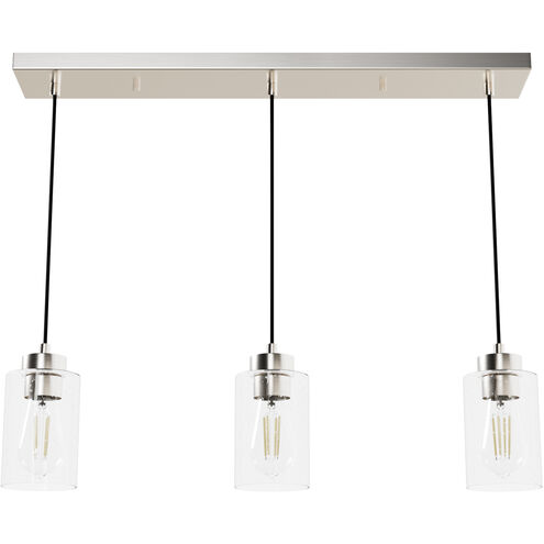 Hartland 3 Light 4.5 inch Brushed Nickel Linear Cluster Pendant Ceiling Light, Medium
