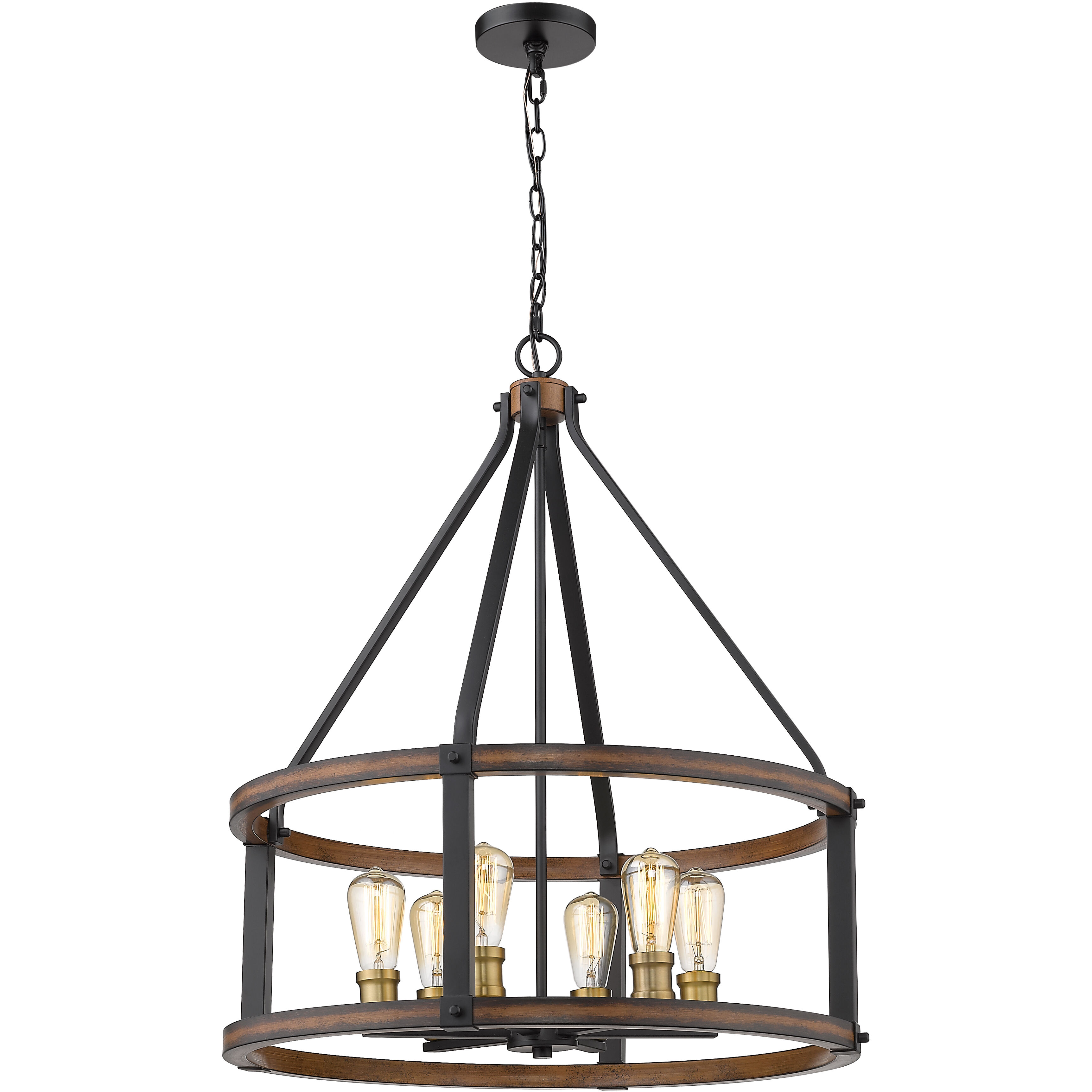 Kirkland 6 Light 25 inch Rustic Mahogany Chandelier Ceiling Light