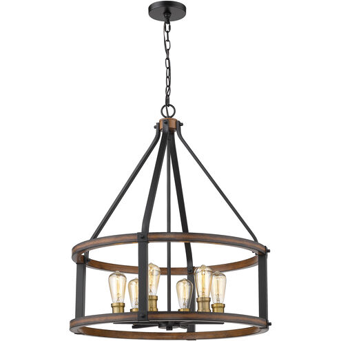 Kirkland 6 Light 25 inch Rustic Mahogany Chandelier Ceiling Light