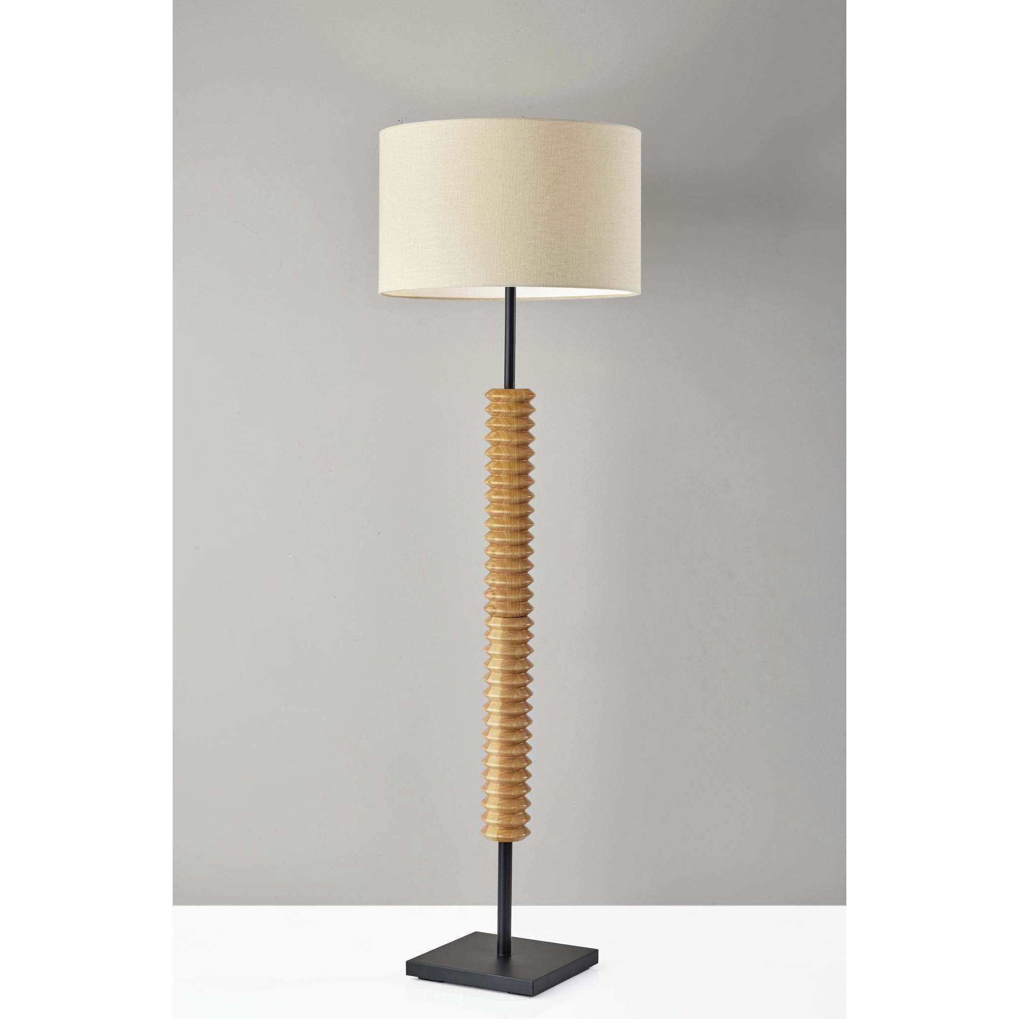 Judith 60 inch 150.00 watt Natural Wood With Black Floor Lamp Portable Light