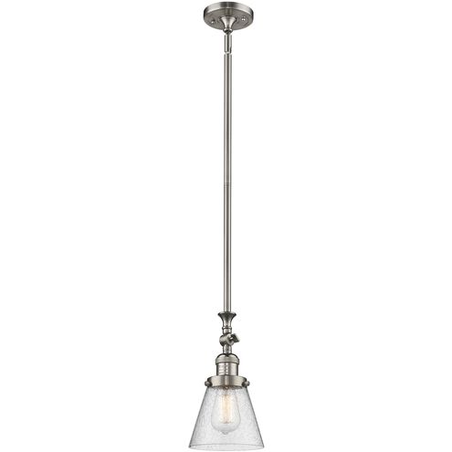 Franklin Restoration Cone 1 Light 6 inch Brushed Satin Nickel Mini Pendant Ceiling Light in Incandescent, Seedy, Franklin Restoration