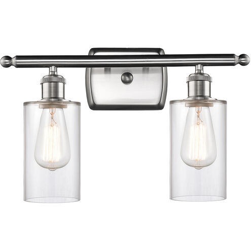 Ballston Clymer 2 Light 16 inch Brushed Satin Nickel Bath Vanity Light Wall Light in Clear Glass, Ballston