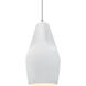 Radiance Collection - Crease Pendant Ceiling Light in Brushed Nickel, White Cord, Replaceable Bulb, Gloss White (outside and inside of fixture), Form+Finish+Function