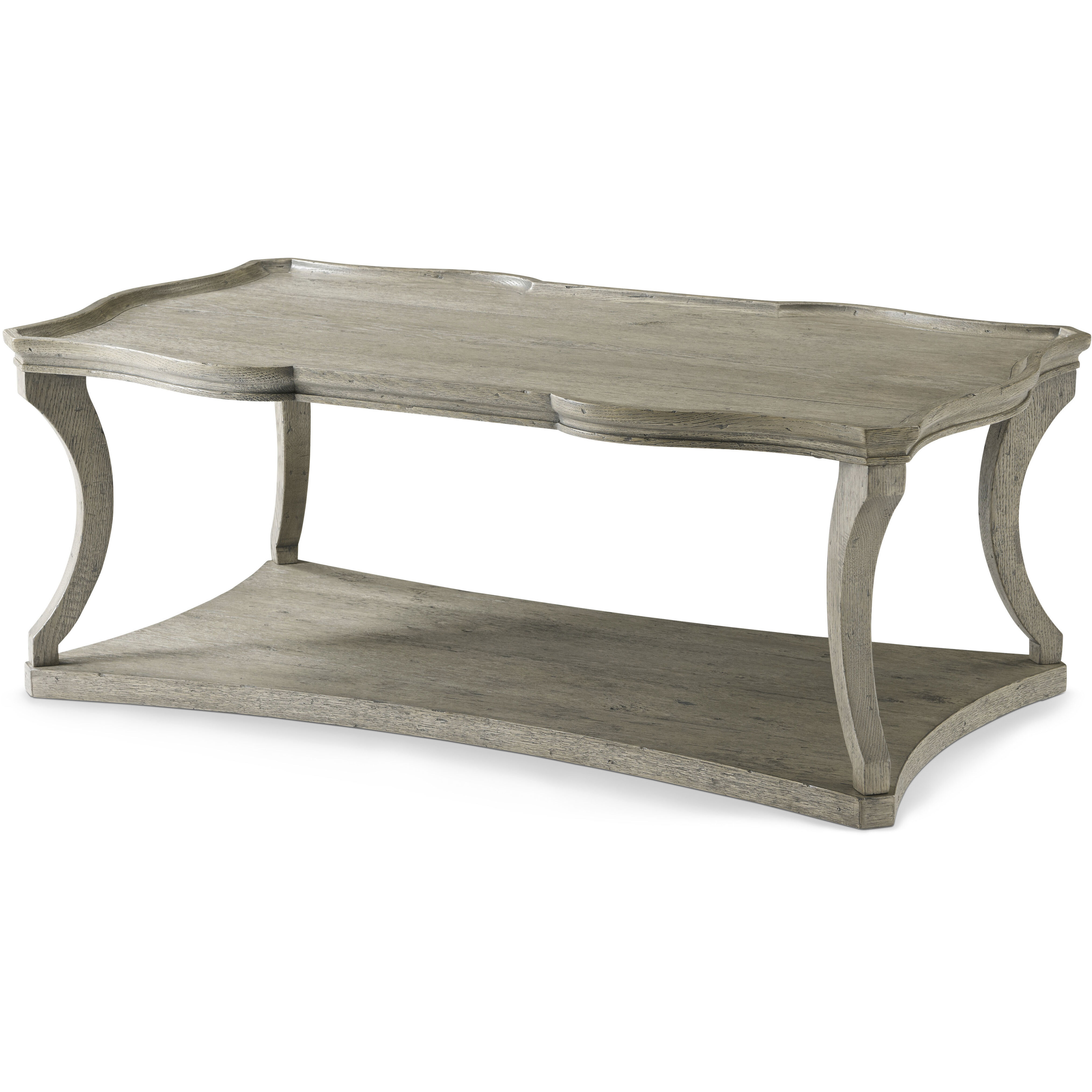 Ennis Serpentine 48 X 28 inch Grey Echo Oak Cocktail Table, Wooden, Echoes
