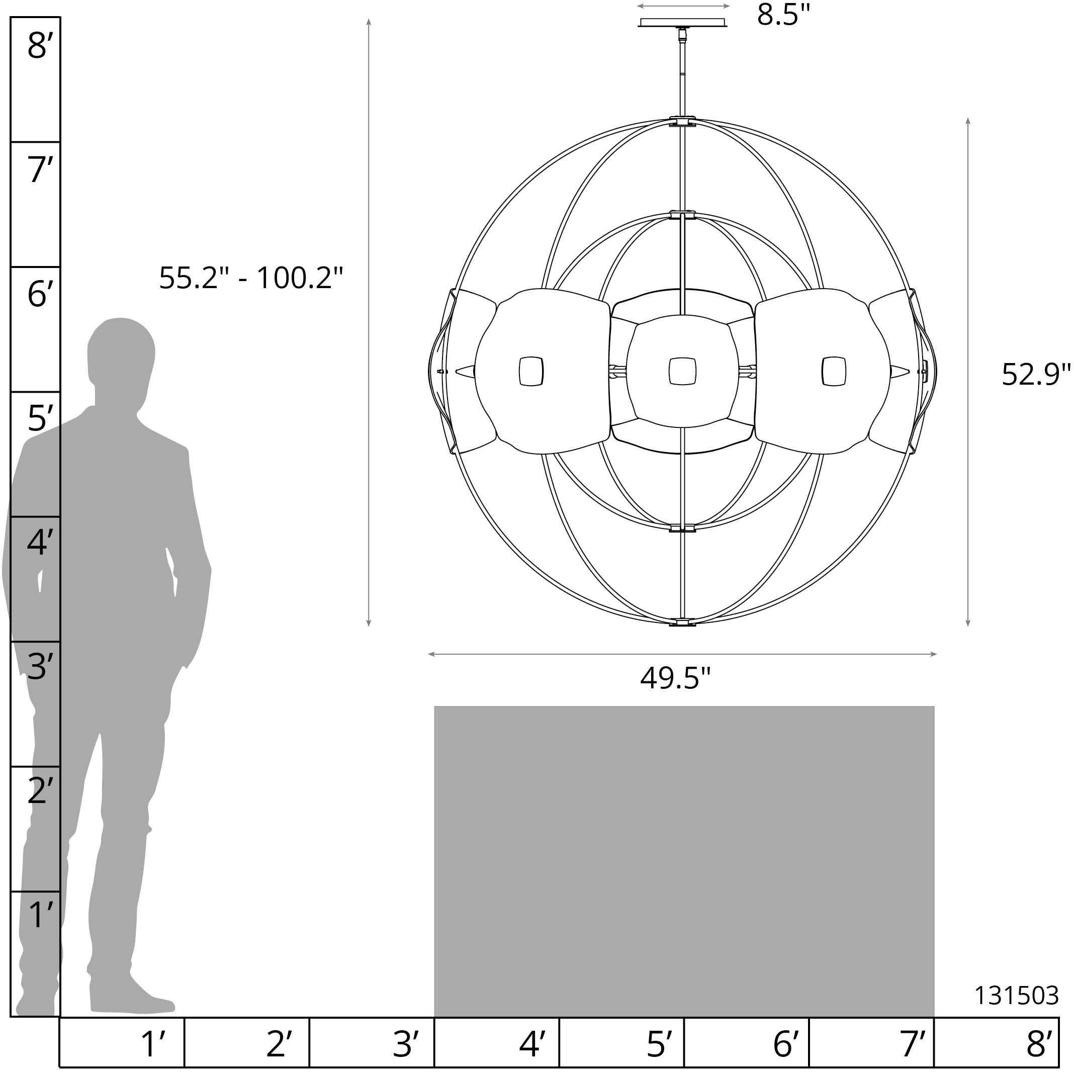 Astra 10 Light 49.5 inch Oil Rubbed Bronze Pendant Ceiling Light, Large