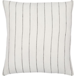 Linen Stripe Buttoned 20 inch White Pillow Kit in 20 x 20, Square