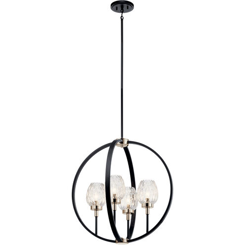 Moyra 4 Light 24 inch Black Chandelier 1 Tier Medium Ceiling Light, 1 Tier Medium