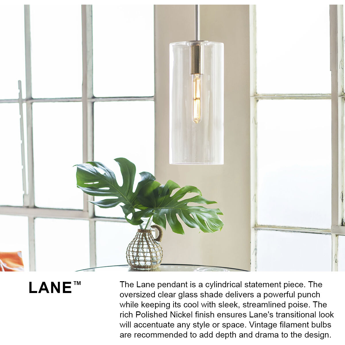 Lane LED 7 inch Polished Nickel Pendant Ceiling Light