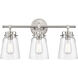Amberose 3 Light 23 inch Brushed Nickel Bathroom Vanity Light Wall Light