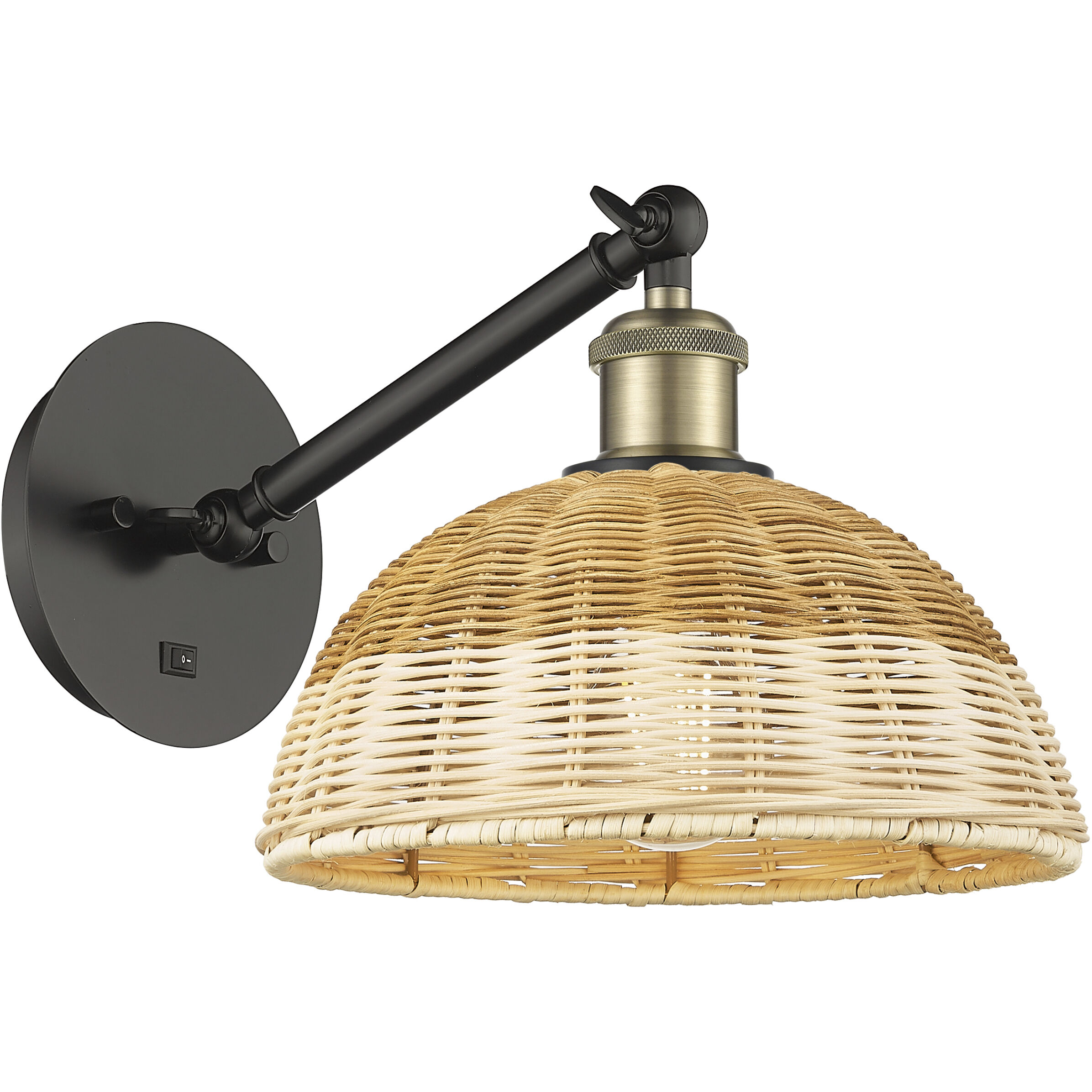 Ballston Bristol Natural II Armed Sconce Wall Light in Black Antique Brass