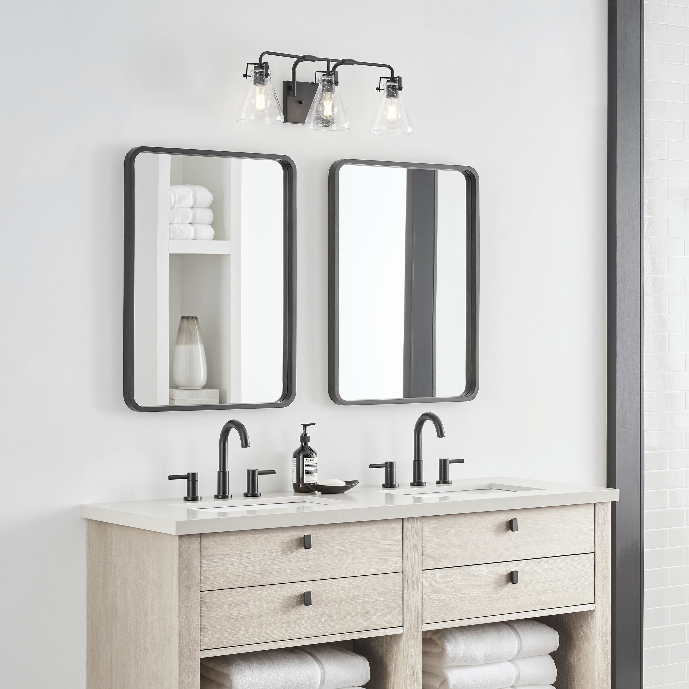 Jaden 3 Light 24 inch Midnight Black Bath Vanity Wall Sconce Wall Light