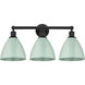 Edison Plymouth Dome 3 Light 26 inch Matte Black Bath Vanity Light Wall Light in Seafoam