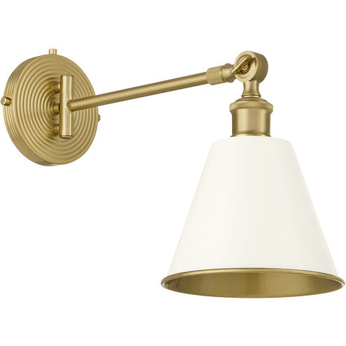 Bailey Wall Mount Wall Light in Studio White and Aged Brass