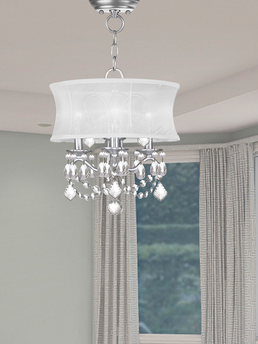 Newcastle 3 Light 13 inch Brushed Nickel Convertible Mini Chandelier/Ceiling Mount Ceiling Light