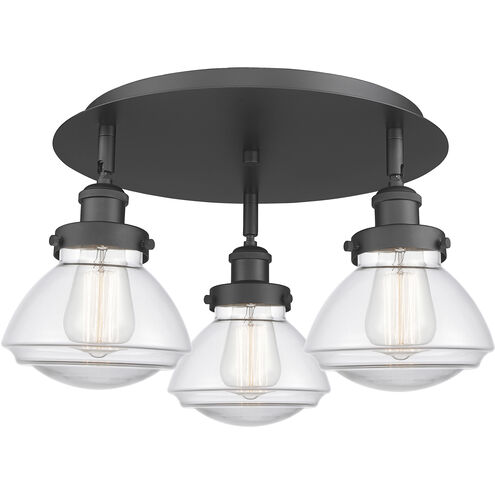 Olean 3 Light 18.25 inch Matte Black Flush Mount Ceiling Light in Clear