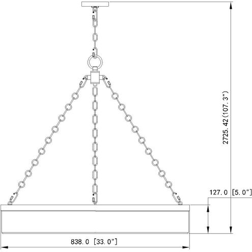 Anders LED 33 inch Rubbed Brass Chandelier Ceiling Light