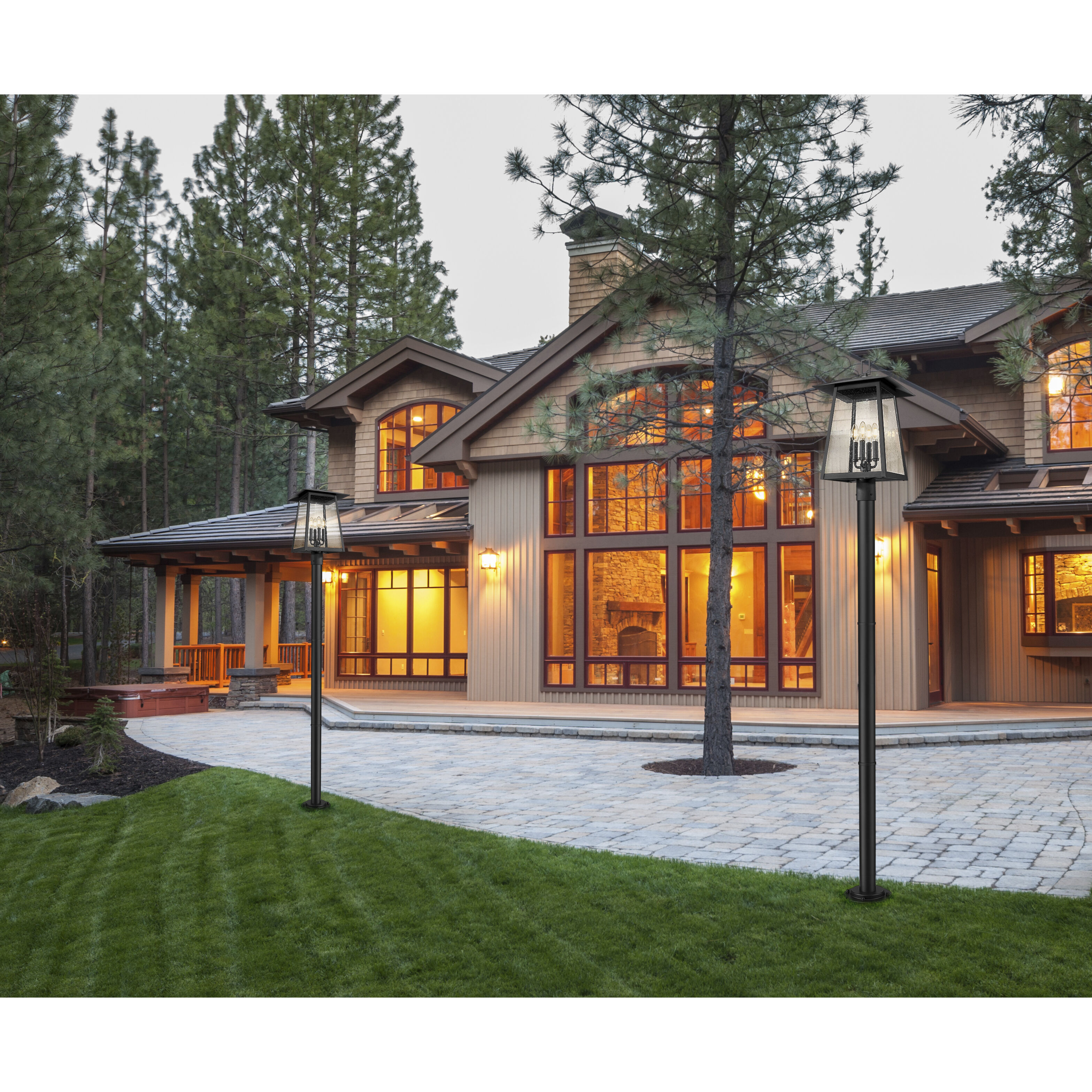 Rainer 4 Light 98 inch Black Outdoor Post Mounted Fixture in G9