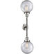 Franklin Restoration Large Beacon 2 Light 19 inch Polished Nickel Bath Vanity Light Wall Light in Clear Glass, Franklin Restoration