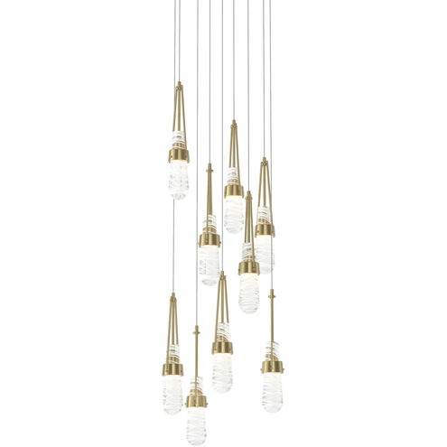 Link 9 Light 20.5 inch Modern Brass Pendant Ceiling Light in Clear with White Threading, Round