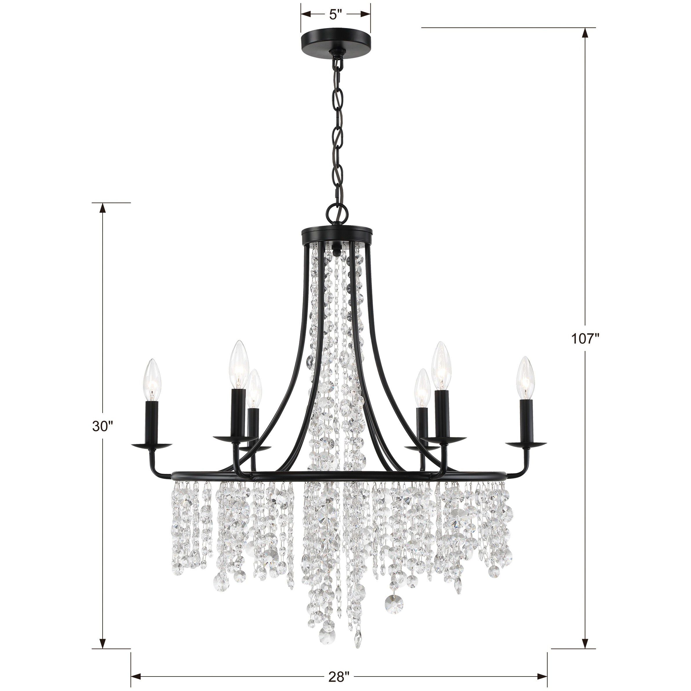 Gabrielle 6 Light 28 inch Matte Black Chandelier Ceiling Light