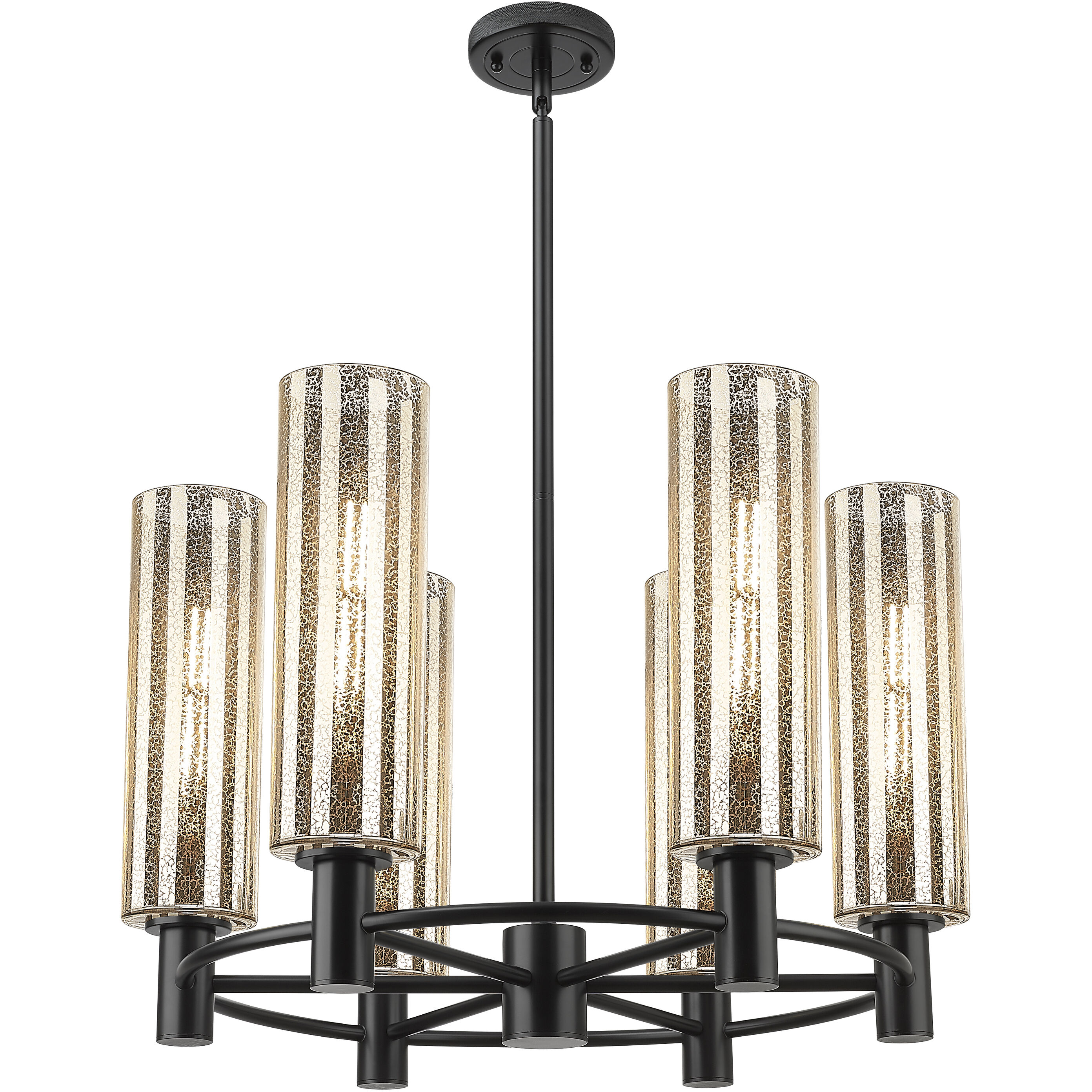 Crown Point 6 Light 24 inch Matte Black Chandelier Ceiling Light in Mercury Glass