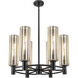 Crown Point 6 Light 24 inch Matte Black Chandelier Ceiling Light in Mercury Glass