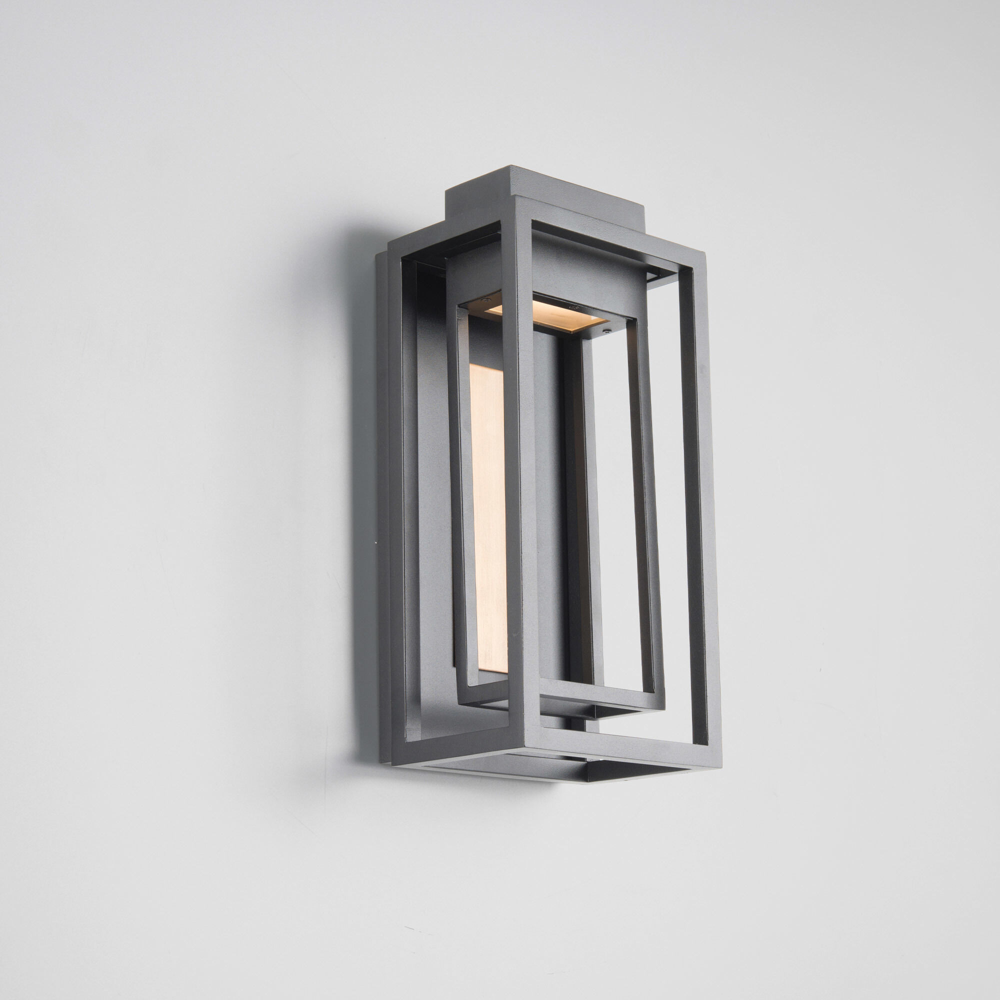 Dorne LED 14 inch Black Aged Brass Outdoor Wall Light in 14in.