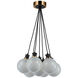 Gem LED 18 inch Black and Brushed Brass Chandelier Ceiling Light in Glossy Textured White