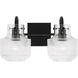 Nyla 2 Light 15 inch Matte Black Vanity Light Wall Light