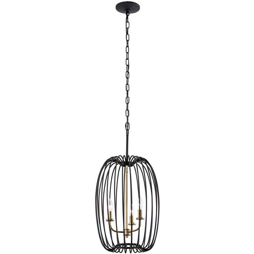 Nico 3 Light 14 inch Carbon and Havana Gold Foyer Pendant Ceiling Light