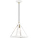 Pinnacle 1 Light 10 inch Textured White with Antique Brass Accents Pendant Ceiling Light