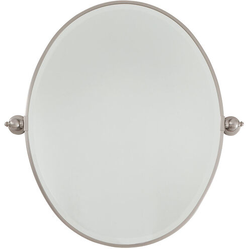 Pivot Mirrors 25 X 20 inch Brushed Nickel Mirror, Oval Beveled