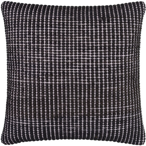 Chunky Grid 22 X 22 inch Black/Silver Accent Pillow