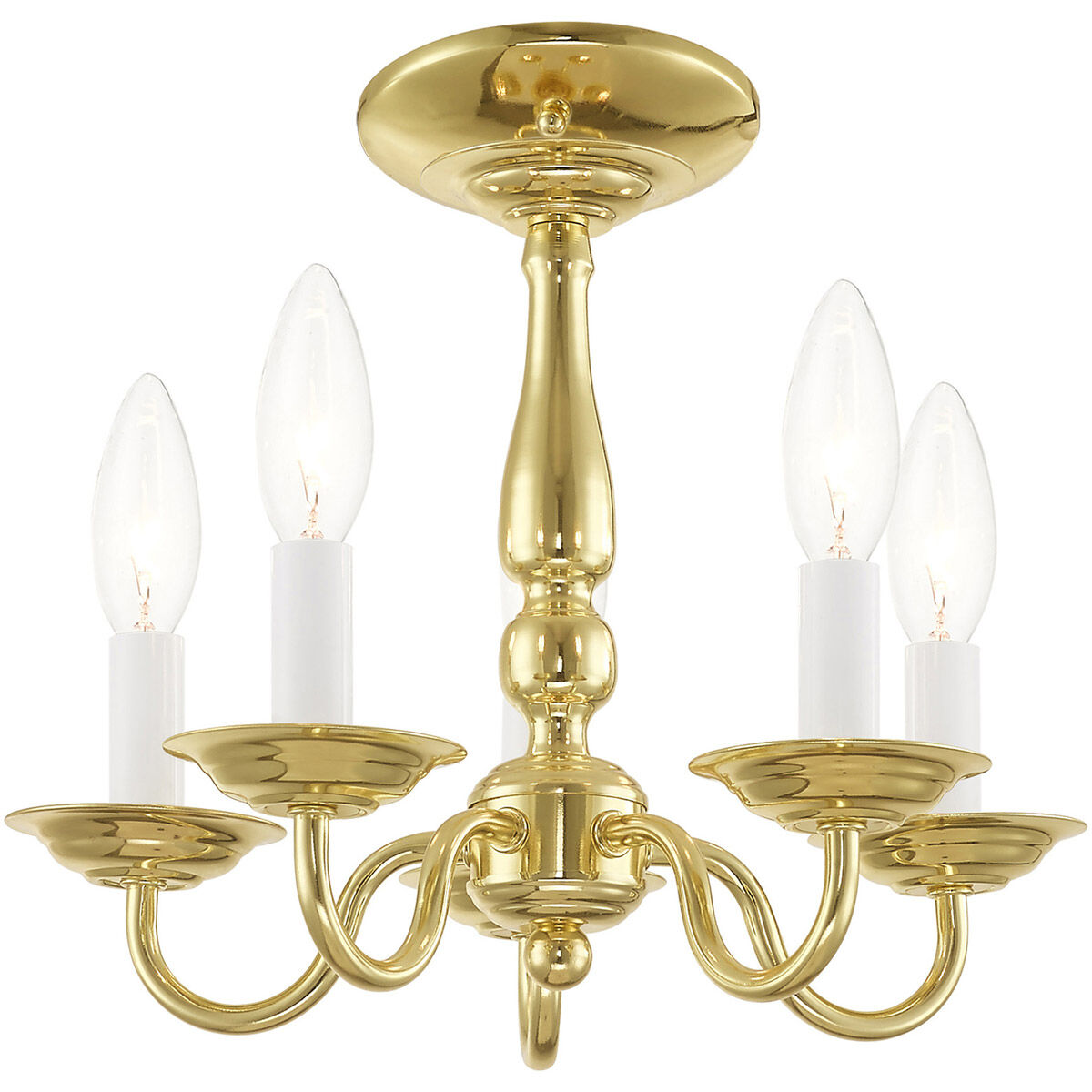 Williamsburgh 5 Light 13 inch Polished Brass Convertible Mini Chandelier/Ceiling Mount Ceiling Light