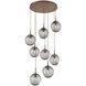 Aster Incandescent 8 Light Burnished Bronze Chandelier Ceiling Light, Round Multi-Pendant