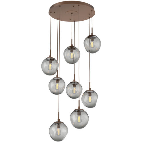 Aster Incandescent 8 Light Burnished Bronze Chandelier Ceiling Light, Round Multi-Pendant