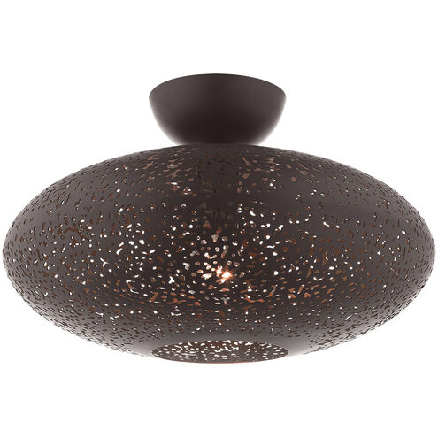 Charlton 1 Light 16 inch Bronze with Antique Brass Accents Semi Flush Ceiling Light
