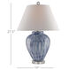Malaprop 27.5 inch 150 watt Blue and White and Clear Table Lamp Portable Light