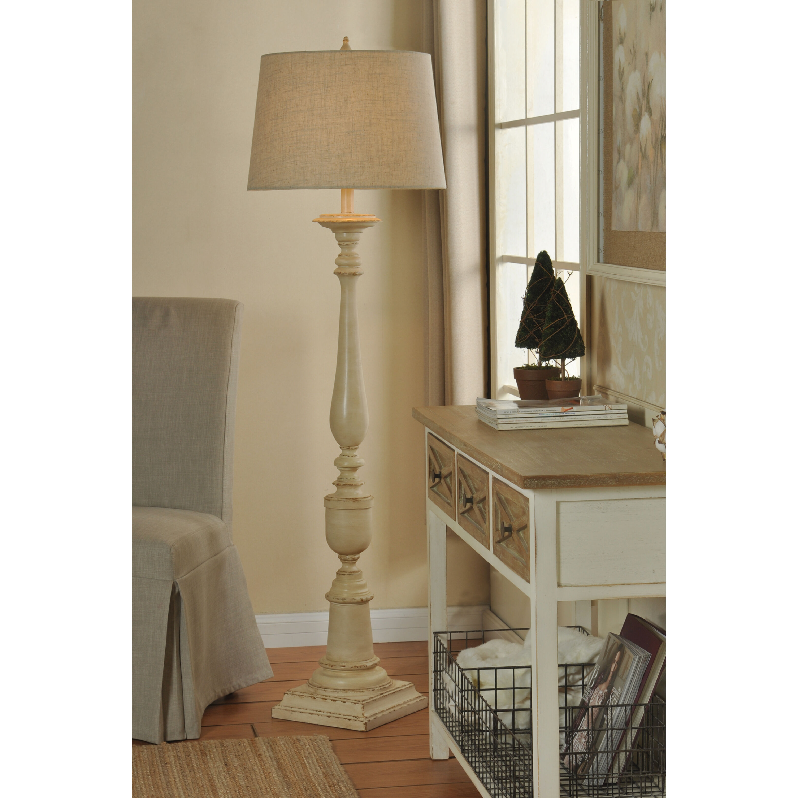 Bourgault 64 inch 150.00 watt Avignon Beige and Heathered Oatmeal Floor Lamp Portable Light