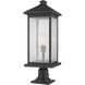 Portland 1 Light 26 inch Oil Rubbed Bronze Outdoor Pier Mounted Fixture in Clear Beveled Glass, 12.25