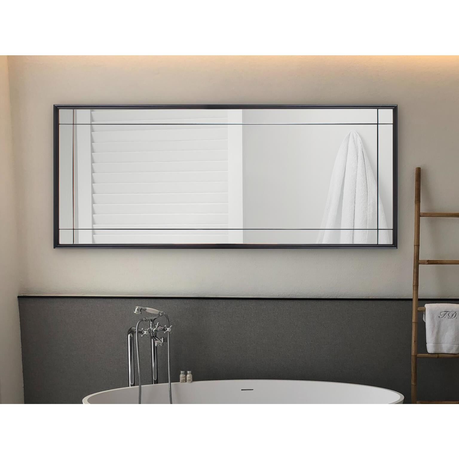 Chiverny 70 X 30 inch Matte Black French Panel Mirror