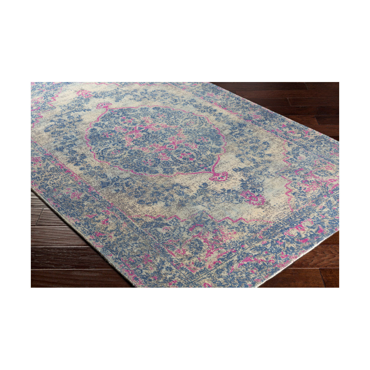 Edith 120 X 96 inch Neutral and Blue Area Rug, Wool