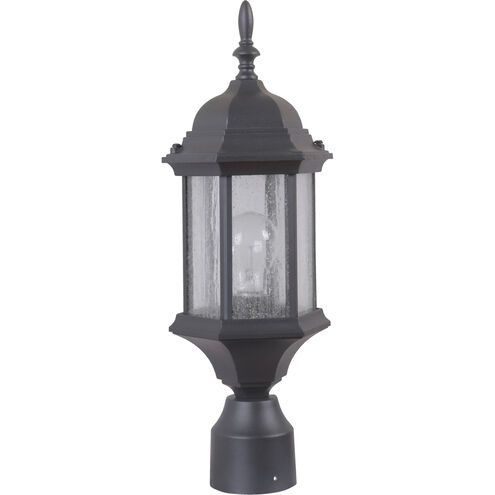 Hex Style 1 Light 18.13 inch Textured Black Outdoor Post Mount in Clear Seeded, Medium