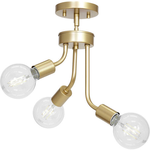 Zag 3 Light 10.25 inch Vintage Gold Chandelier Ceiling Light