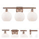 Ballston Athens 3 Light 26 inch Antique Copper Bath Vanity Light Wall Light in Matte White Glass, Ballston