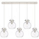 Newton Sphere 5 Light 39.75 inch Polished Nickel Linear Pendant Ceiling Light in Clear Glass