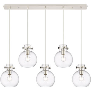 Newton Sphere Linear Pendant Ceiling Light in Polished Nickel, Clear Glass
